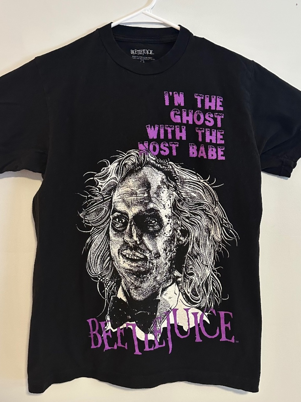 Beetlejuice Im The Ghost With The Most T-Shirt Medium Black Y2K Short Sleeve